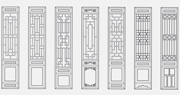 南和常用中式仿古花窗图案隔断设计图