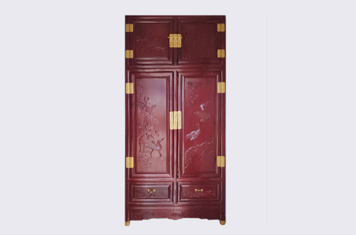 南和高端中式家居装修深红色纯实木衣柜